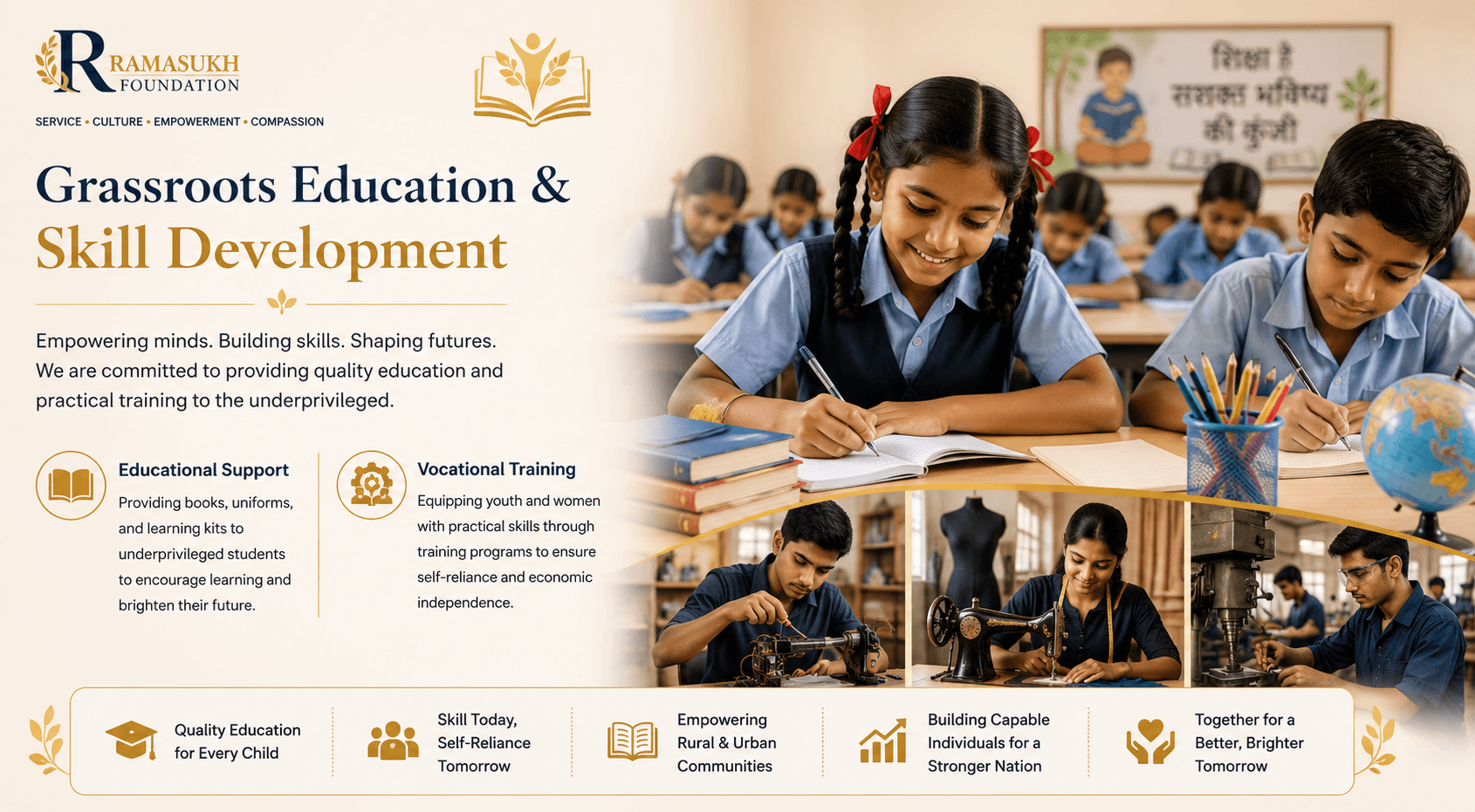 Students learning with books and skills training